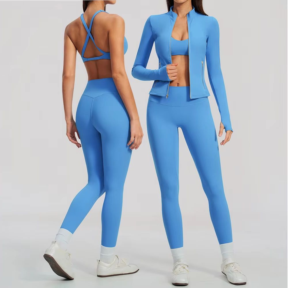 Yoga Fitness Jacket - Women 2/3Pcs Yoga Set Zip Up