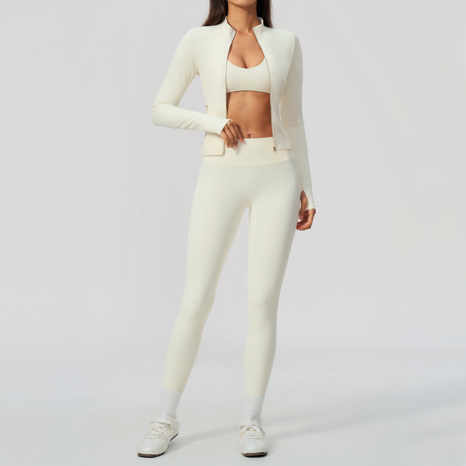 Women 2/3Pcs Yoga Set Zip Up T - Yoga Fitness Jacket ulasan dan harga