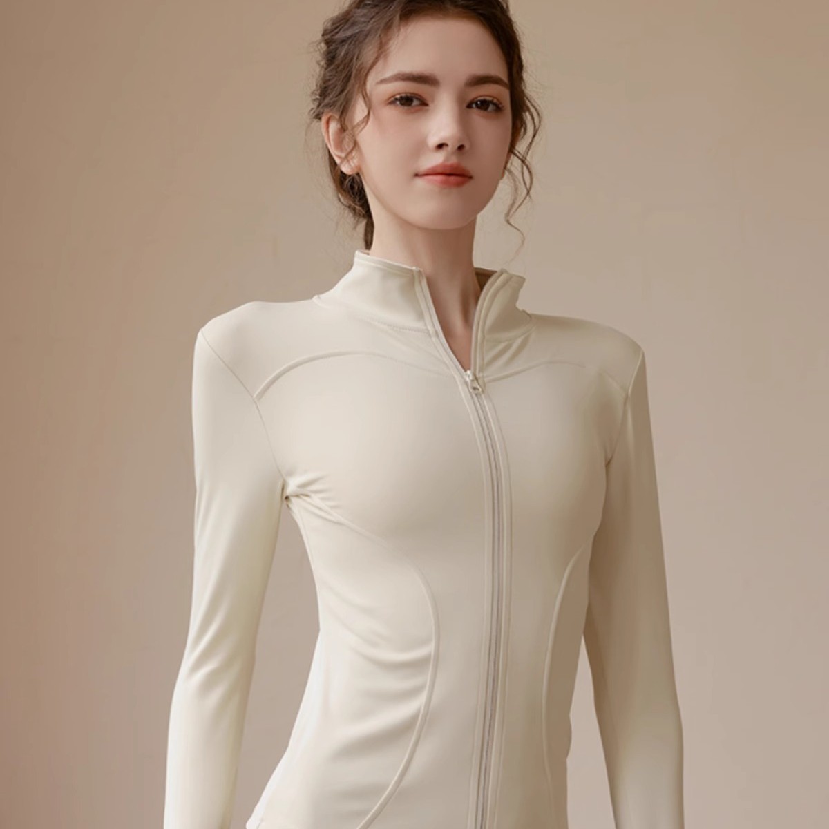 Velvet Stand Up Collar Top for - Yoga Fitness Jacket ulasan dan harga