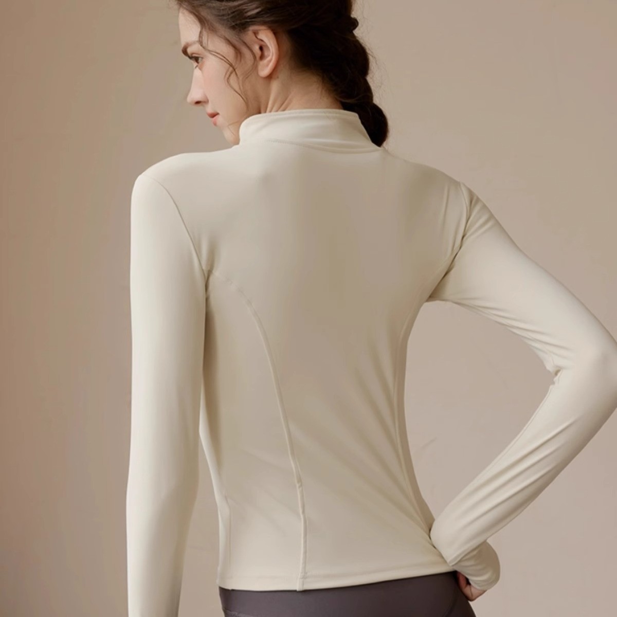 Velvet Stand Up Collar Top for - Yoga Fitness Jacket ulasan dan harga