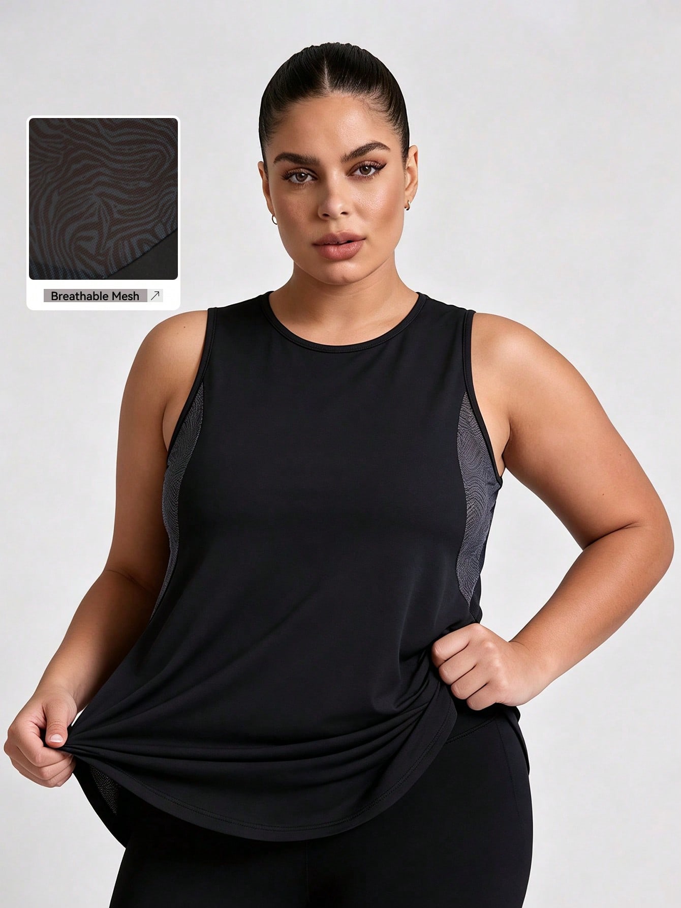 Plus Size Mesh Tank Top Women  - Yoga Fitness Plus ulasan dan harga